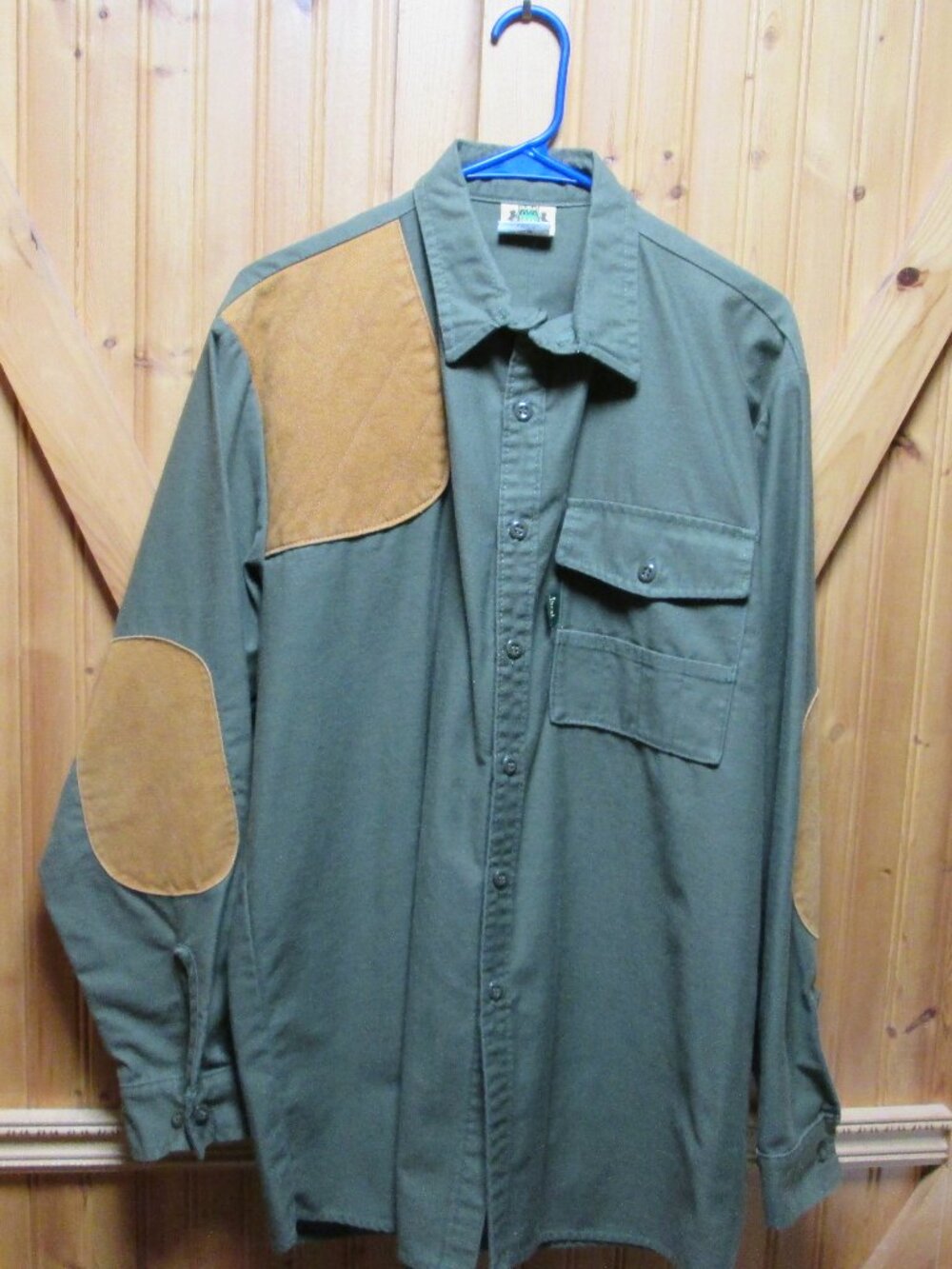 Vtg Ideal Lg hunting shooting shirt bullet holder pocket green